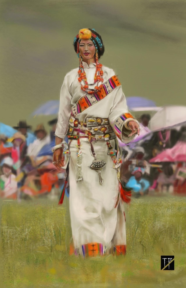 少数民族系列之藏族（板绘）_线描画