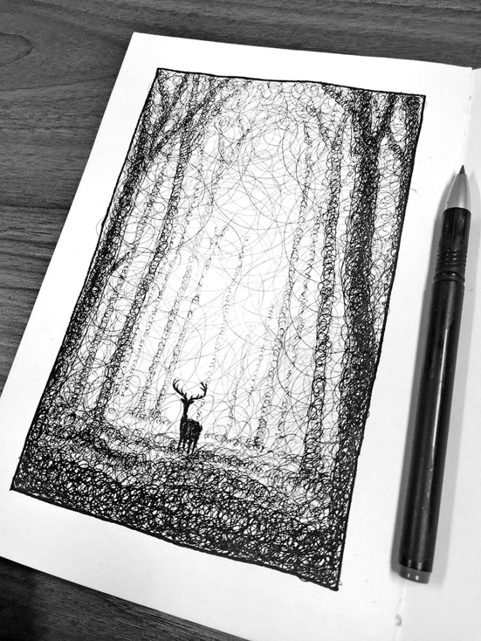 黑暗森林--乱画系列第五弹_线描画