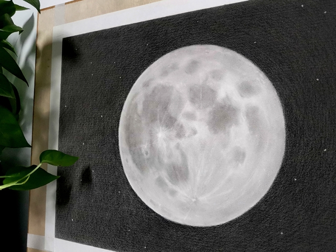 中秋节的月亮_线描画