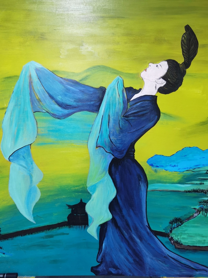 青绿_线描画