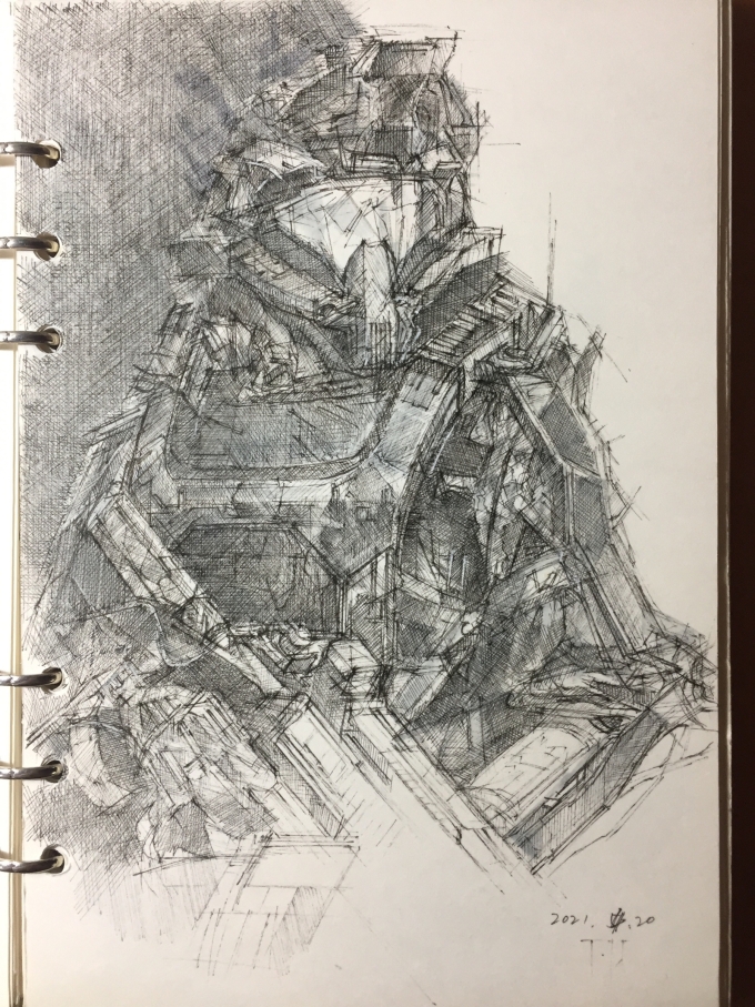 现代战争......_线描画