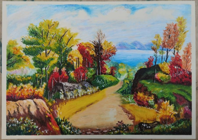 油画棒风景_线描画