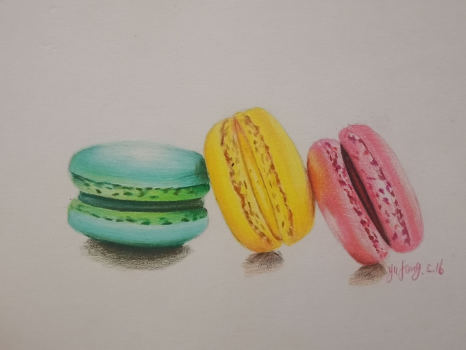 马卡龙_线描画