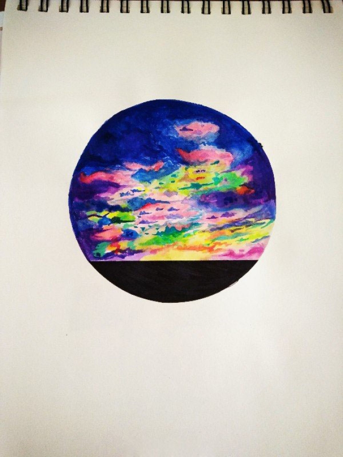 月上船头_线描画