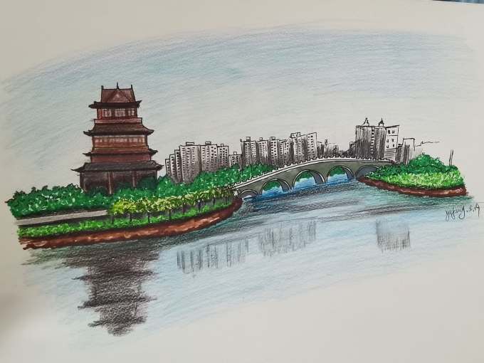 风景速写_线描画