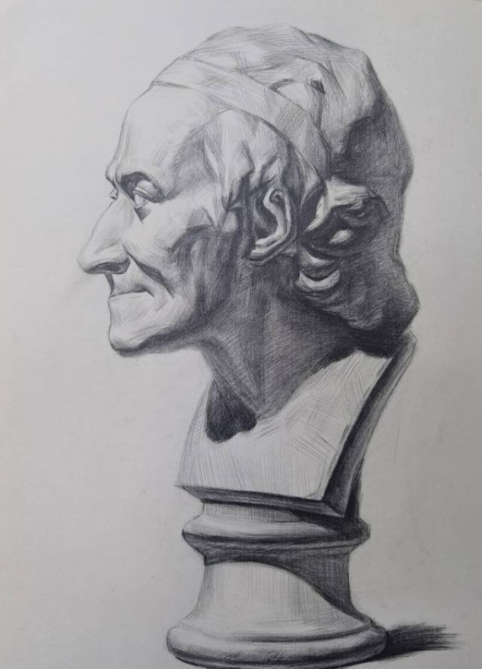 挑战一下肖像，虽然不准，但是迈出了一步_线描画