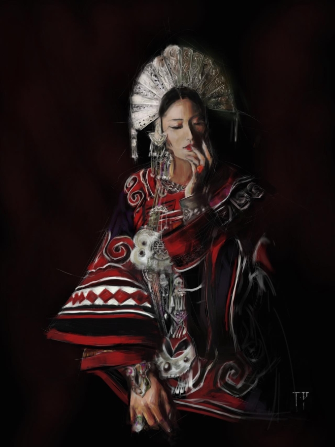 少数民族系列之黎族_线描画