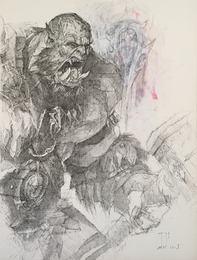 线描魔兽_线描画