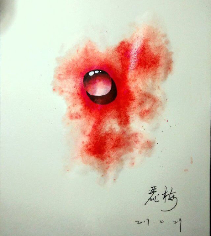 水珠未干_线描画
