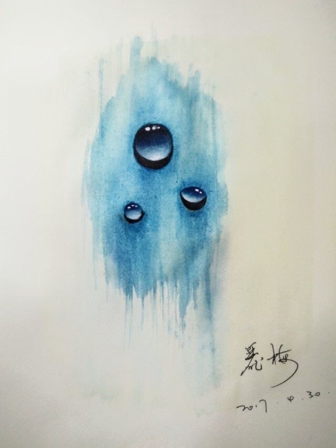 需要倒过来看的水珠_线描画