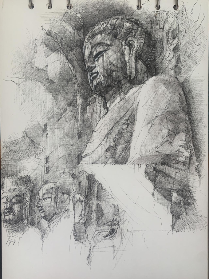 佛性常清净，何处有尘埃_线描画