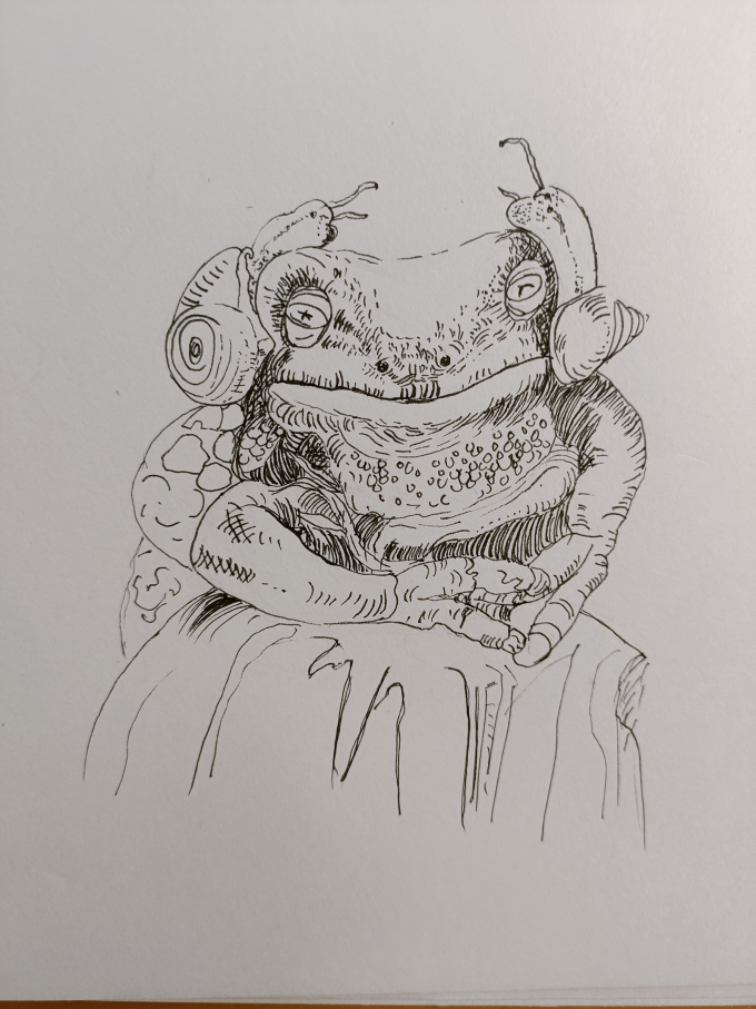 想模仿兔老师的孤寡。。。结果。。。失重。。严重翻车_线描画