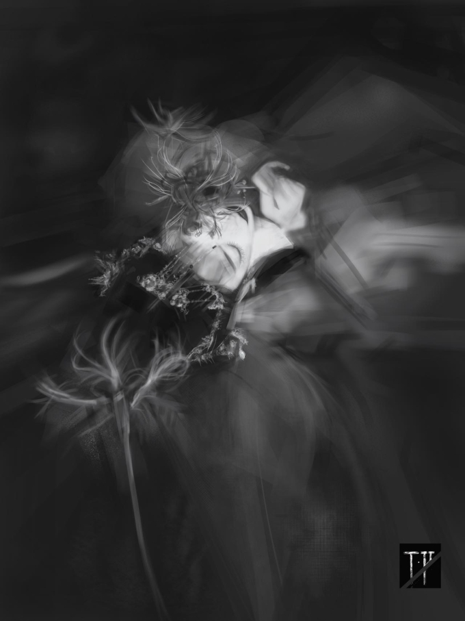 淡眉如秋水，玉肌伴轻风_线描画