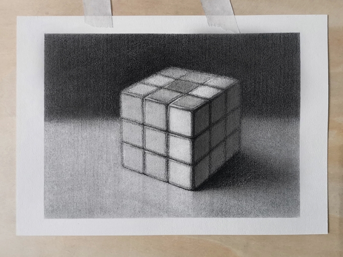 一个小魔方_线描画