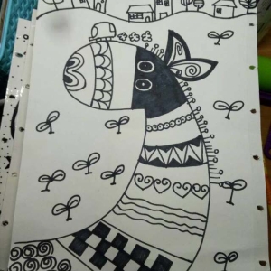 线描萌萌的小马驹